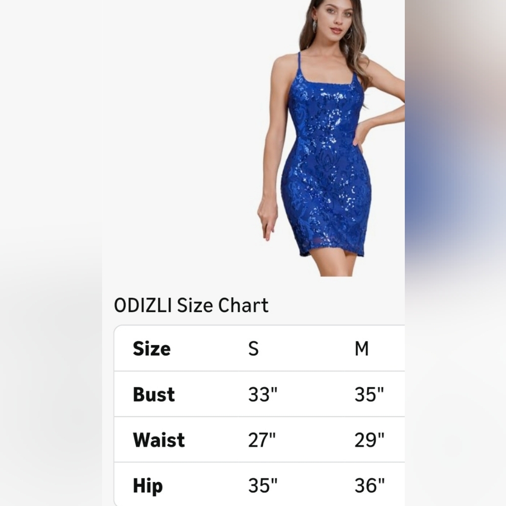 Elegant Royal Blue Sequin Bodycon Dress. W-35 - Picture 3 of 4
